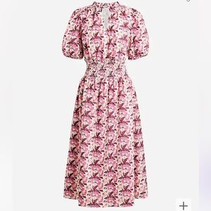 NWOT J. crew Smocked-waist dress in Liberty® Butterfield Poppy fabric size L